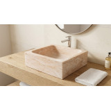 Lavabo carré Nectar 1 en marbre Fleur de Pêcher | SAMAC – Marbre français
