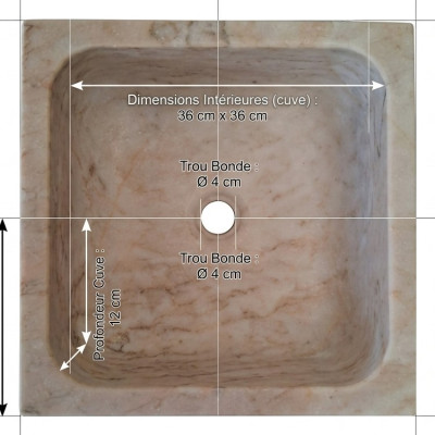 Lavabo carré Nectar 1 en marbre Fleur de Pêcher | SAMAC – Marbre français
