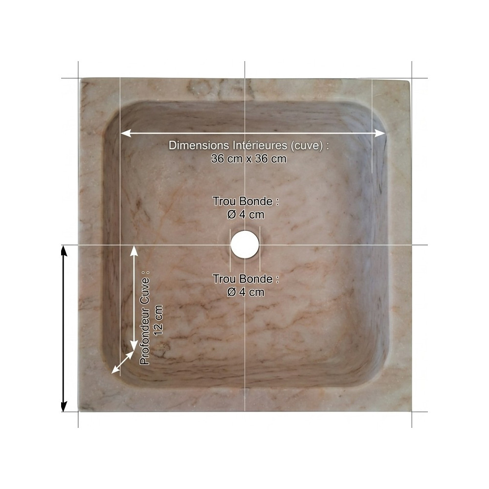 Lavabo carré en marbre Nectar 1
