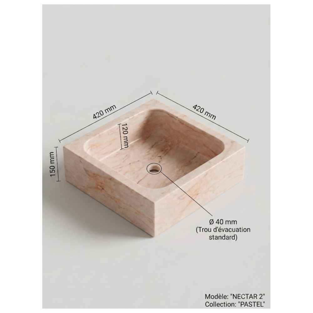 Lavabo carré en marbre Nectar 2