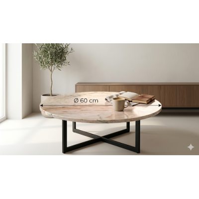 Plateau en Marbre Fleur de Pêcher Ø 40cm - Collection Éclosion Pastel - Fabriqué en France