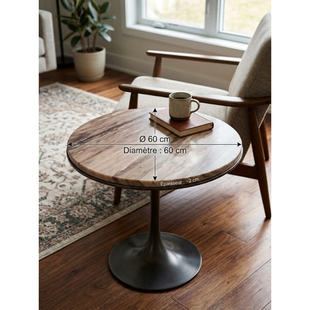 Plateau de table en marbre Céladon – Ø 60 cm