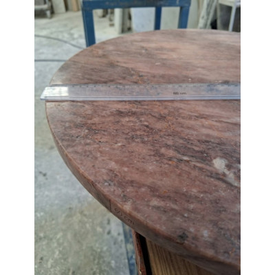 Plateau de Table Rond en Marbre Noisette Fleurie | Pétale